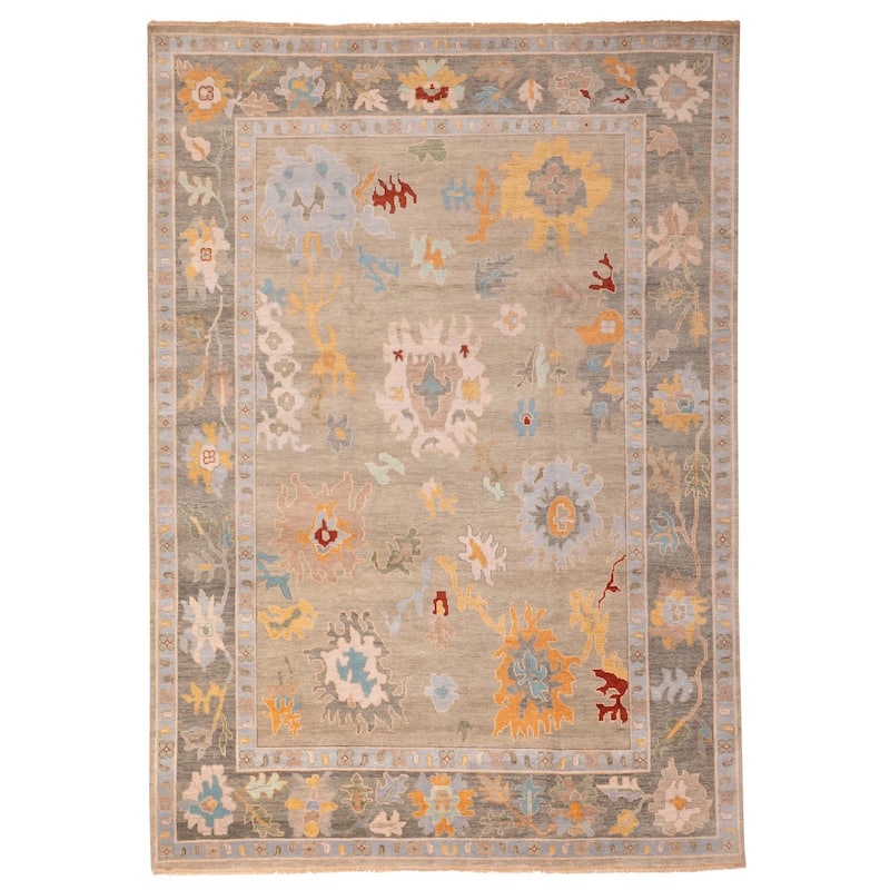 ECARPETGALLERY Hand-knotted Modern Oushak Taupe Wool Rug - 10'0 x 14'0