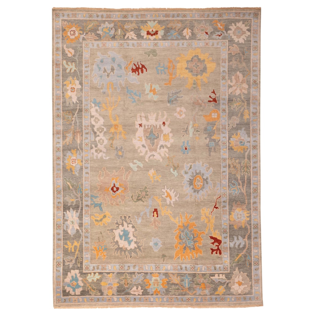 ECARPETGALLERY Hand-knotted Modern Oushak Taupe Wool Rug - 10'0 x 14'0