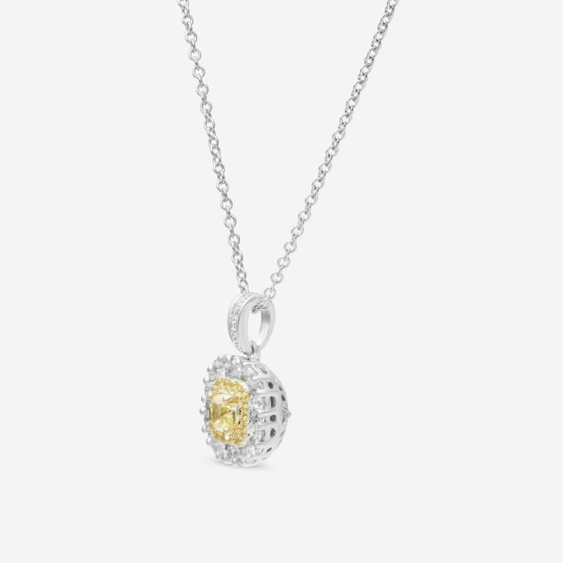 Gregg Ruth 14K White Gold, Fancy Yellow Diamond and White Diamond Pendant Necklace - 18