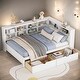preview thumbnail 2 of 17, 2 Color Wooden Full Size Daybed with 2 Drawers, Kids Bed with Storage Shelf and USB Charging Ports