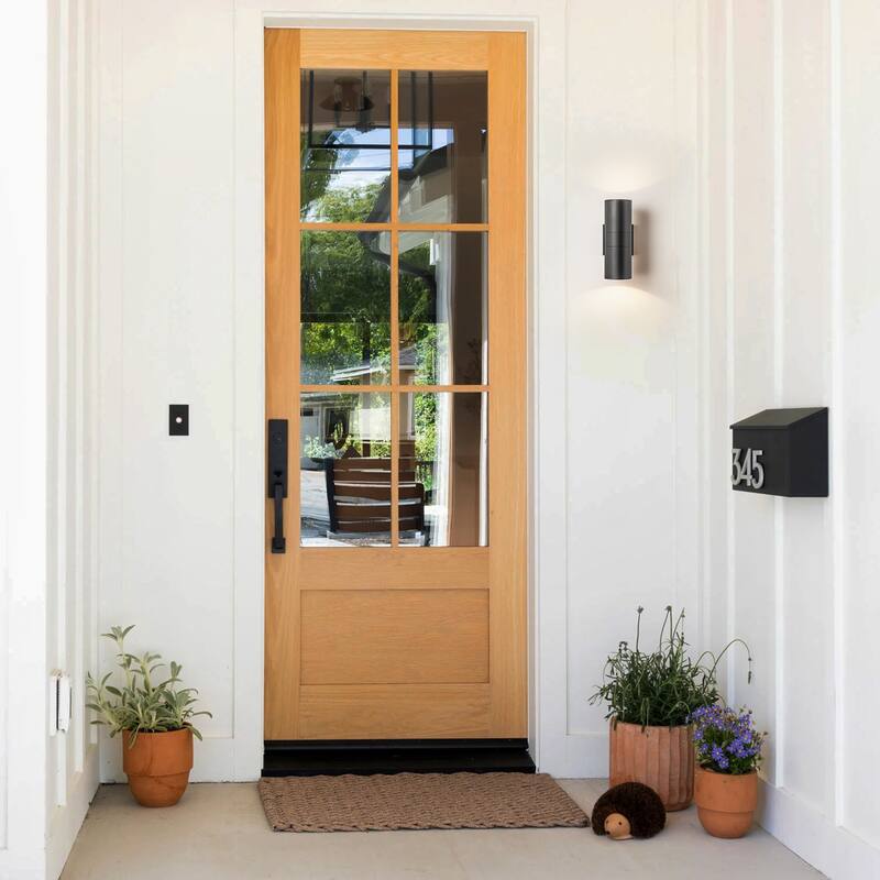 10.2 in. Modern Black Wall Sconce Aluminum Linear Cylinder LED Outdoor Wall Lights - 4.3 in. W x 10.2 in. H x 6.1 in. D
