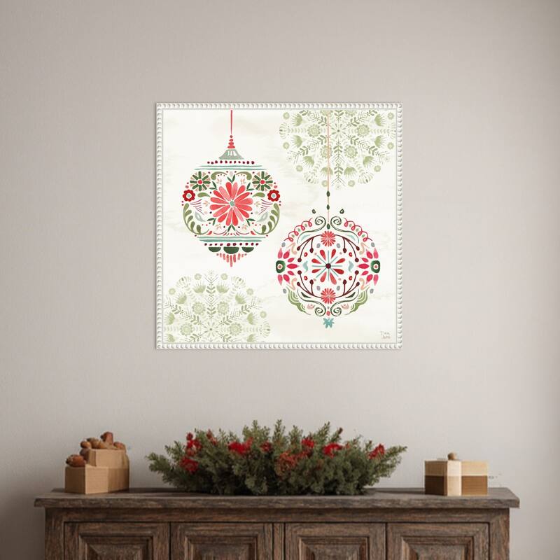 Festive Season VII by Dina June (22 x 22 in.), Framed Canvas Wall Art Print - Sylvie Beaded White