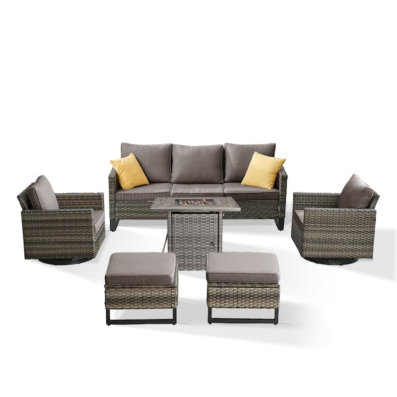 Outdoor Pocassy Sofa Chairs Set with Fire Table