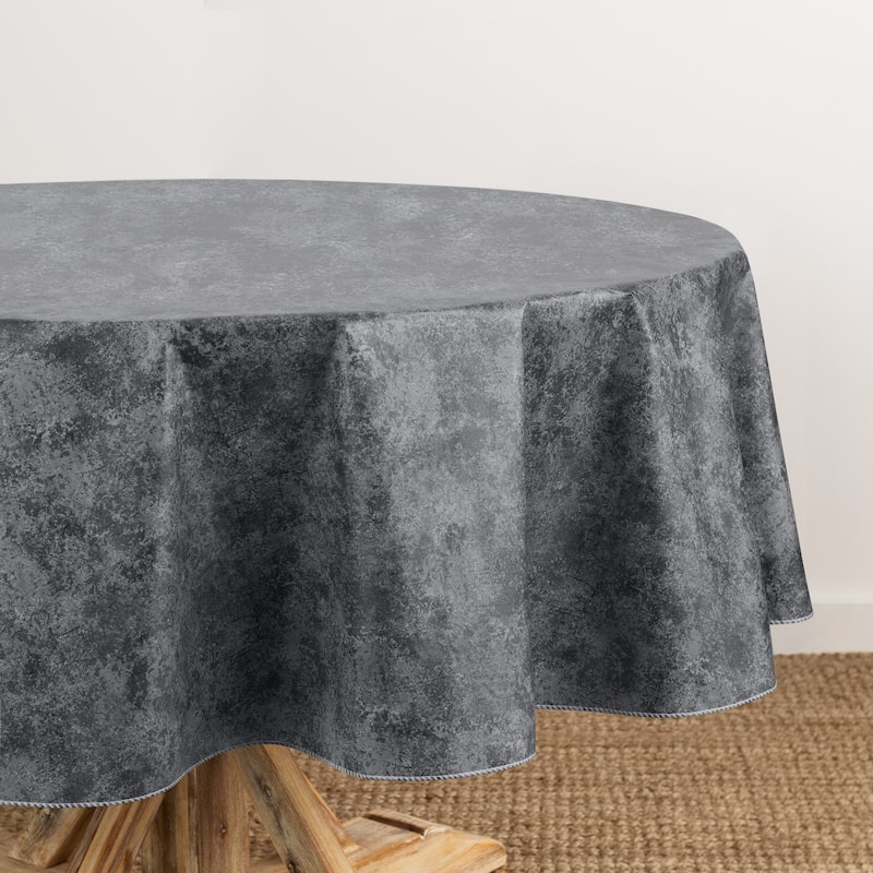 Mesa Marble Printed Vinyl Indoor/Outdoor Tablecloth - 70" Round - Black