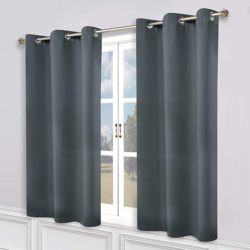 Superior Modern Solid Washable Room Darkening Curtains, Set of 2 Panels - 2PC- 52" x 63" - Grey