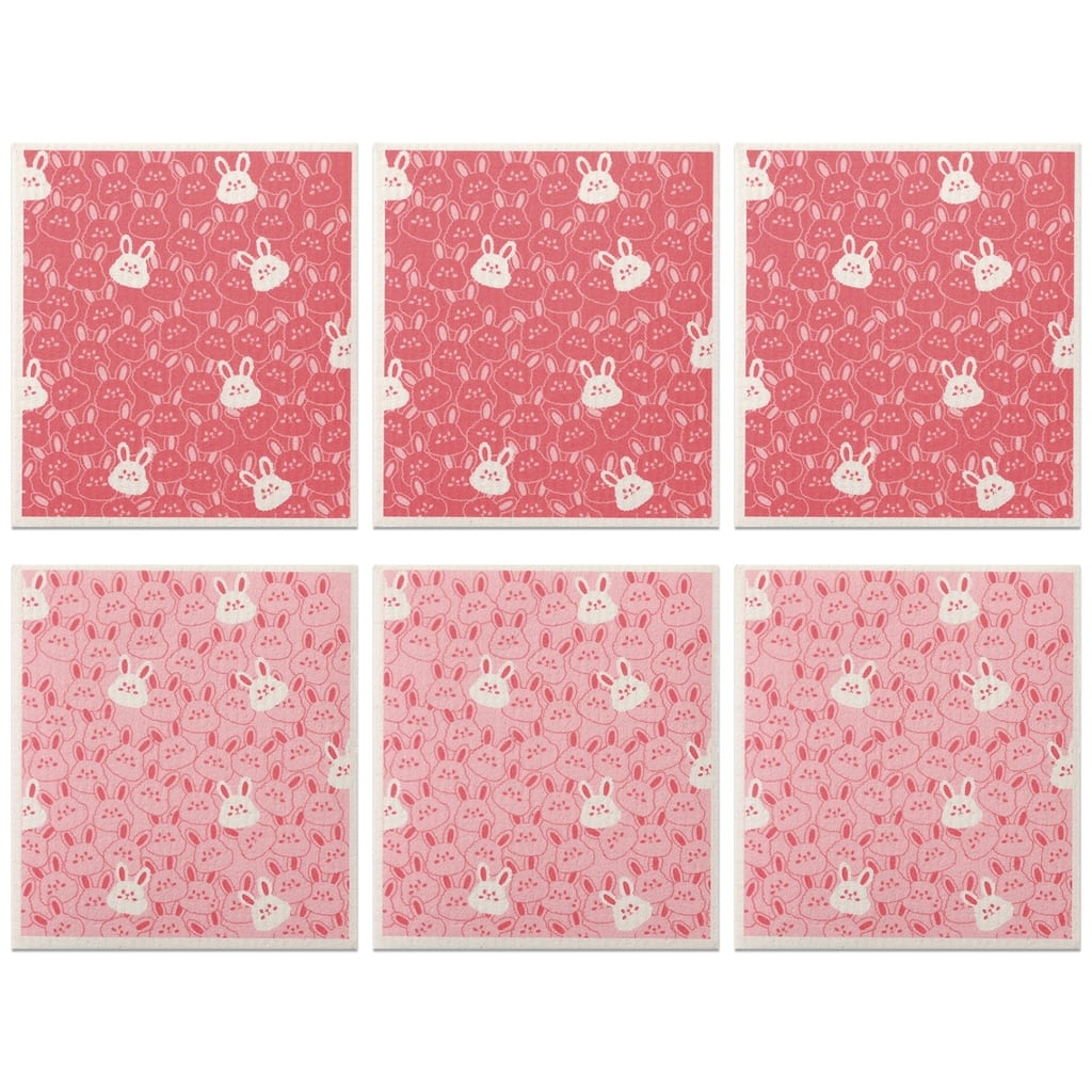 Reusable Cleaning Cloths, 6 Pack Swedish Kitchen Dish Towels Cute Pattern Super Absorbent Quick Drying Cloths - 7" x 8"