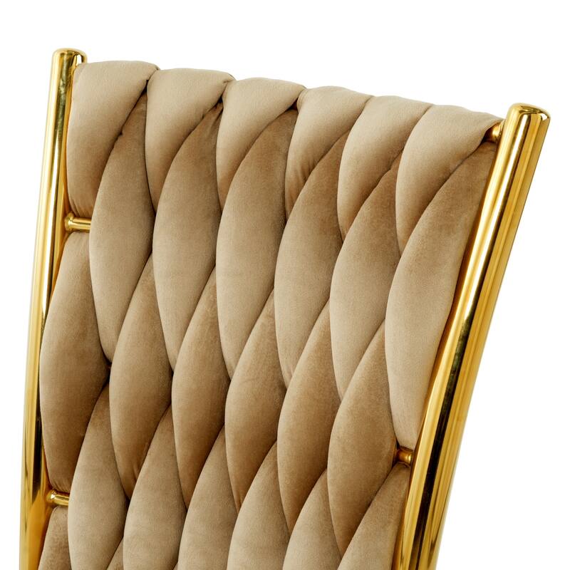 Modern Simple Velvet Dining Chair, Family Bedroom Stool Back Student Table Chair, Gold-Plated Metal Chair Legs (Set Of 4)