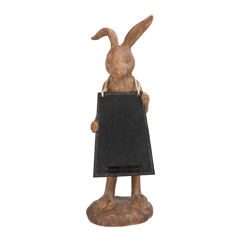 Rabbit Figurine Holding Working Chalkboard