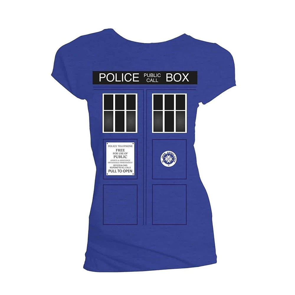 Shop Doctor Who Classic Womens T Shirt Tardis Doors Black Window