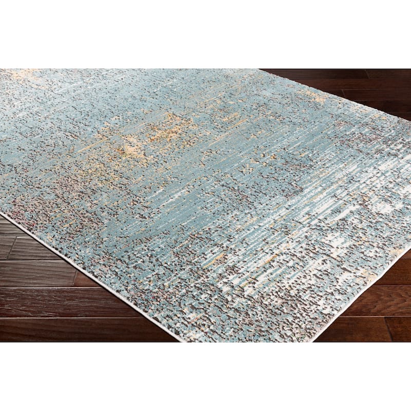 Barsala Aqua Contemporary Abstract Area Rug - 3' 11" x 5' 11"