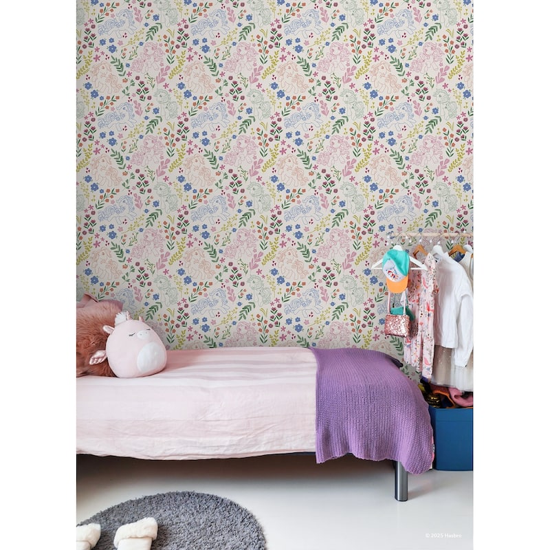 RoomMates My Little Pony Retro Floral Cream Peel and Stick Wallpaper