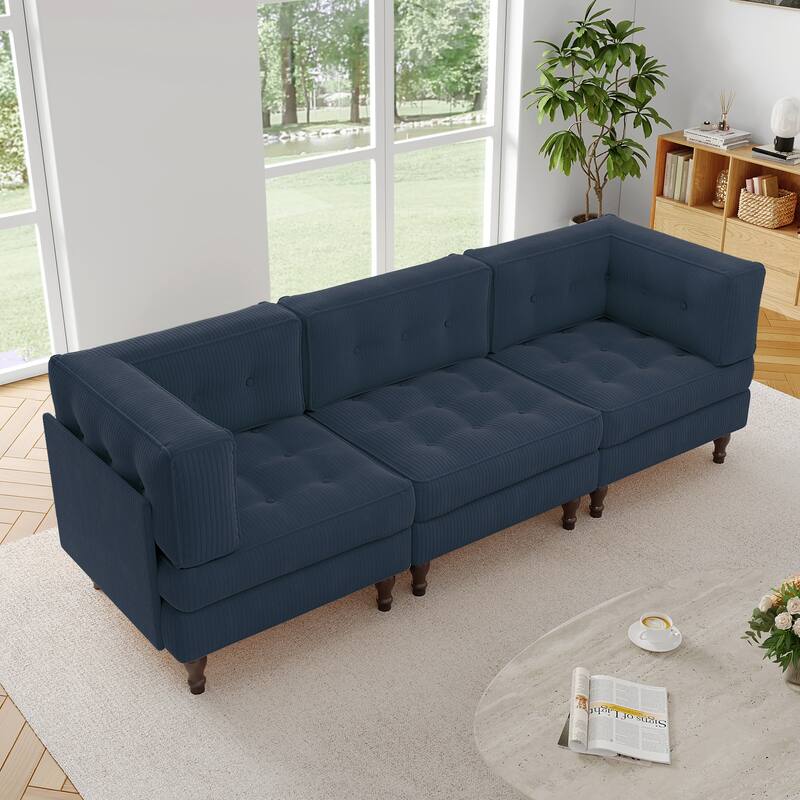 98"W Modular Upholstered Corduroy Sectional Sofa for Living Room
