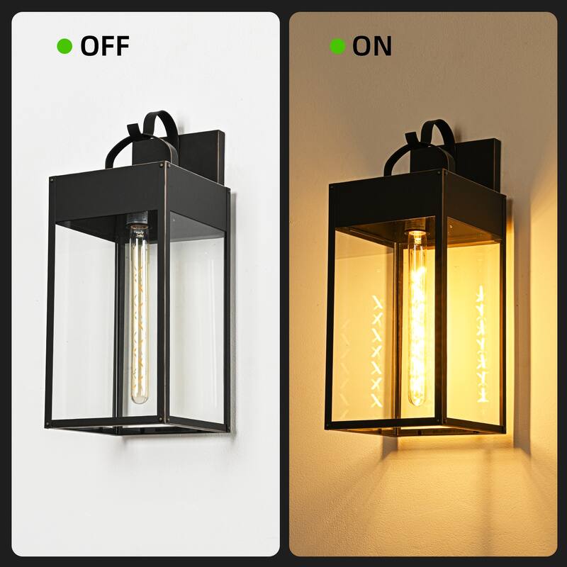 20 in. 1-Light Oil Rubbed Bronze Outdoor Hardwired Wall Lantern Sconce with Clear Glass Shade