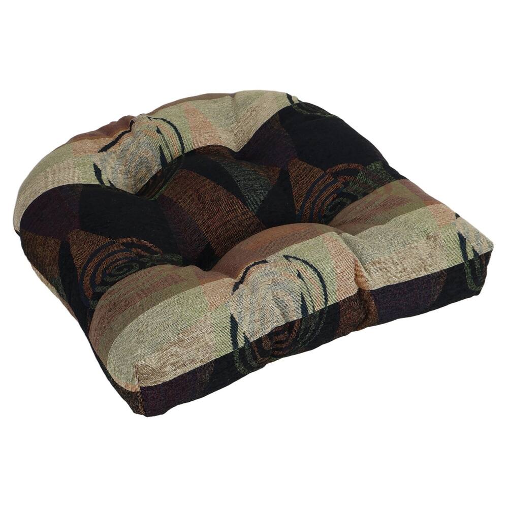 19-inch Rounded Back Jacquard Chenille Chair Cushion - 19 x 19