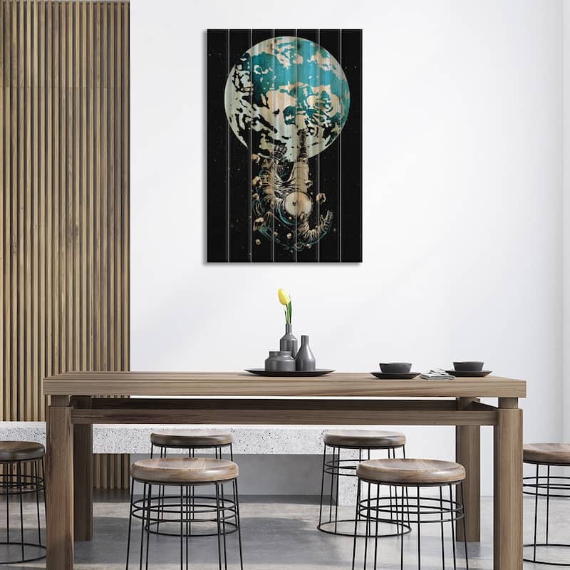 The Lost Astronaut Print On Wood by Digital Carbine - Multi-Color