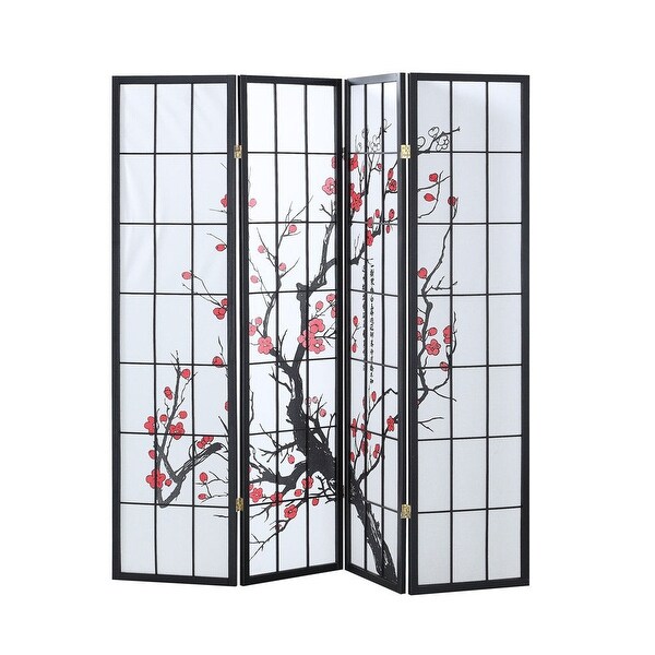 6 PANEL PAPER SHOJI ROOM DIVIDER SCREEN W// PLUM BLOSSOM