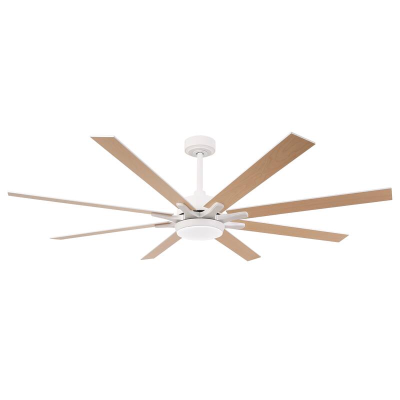 65" Integrated LED White Dimmable Ceiling Fan with Light and Remote - 65" D x 65" W x 13.4" H
