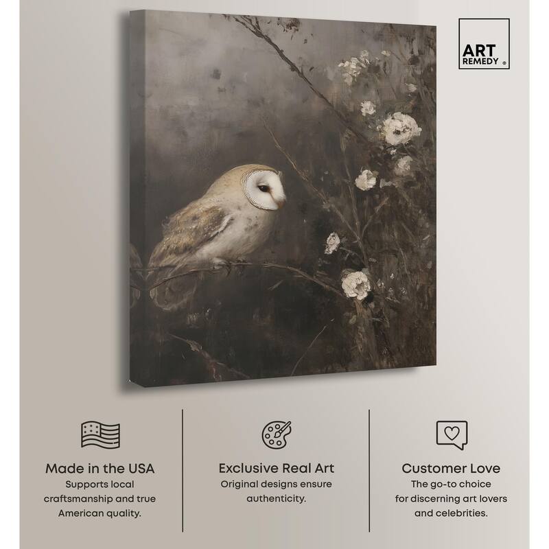 Owl in the Shadows I Canvas by Art Remedy, Gallery Wrapped