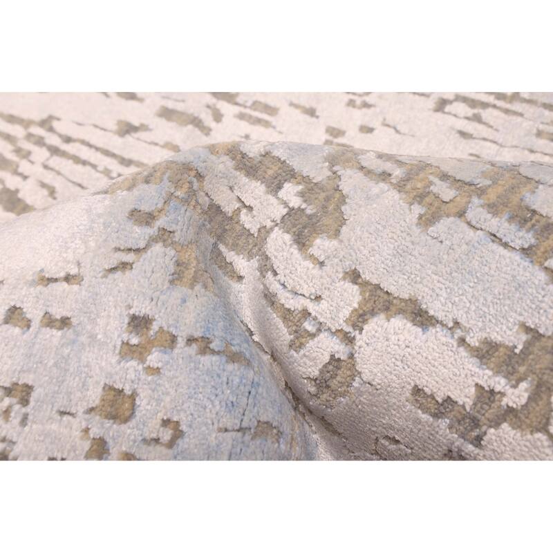 ECARPETGALLERY Hand-knotted Legacy Light Blue Silk, Wool Rug - 2'6 x 11'10