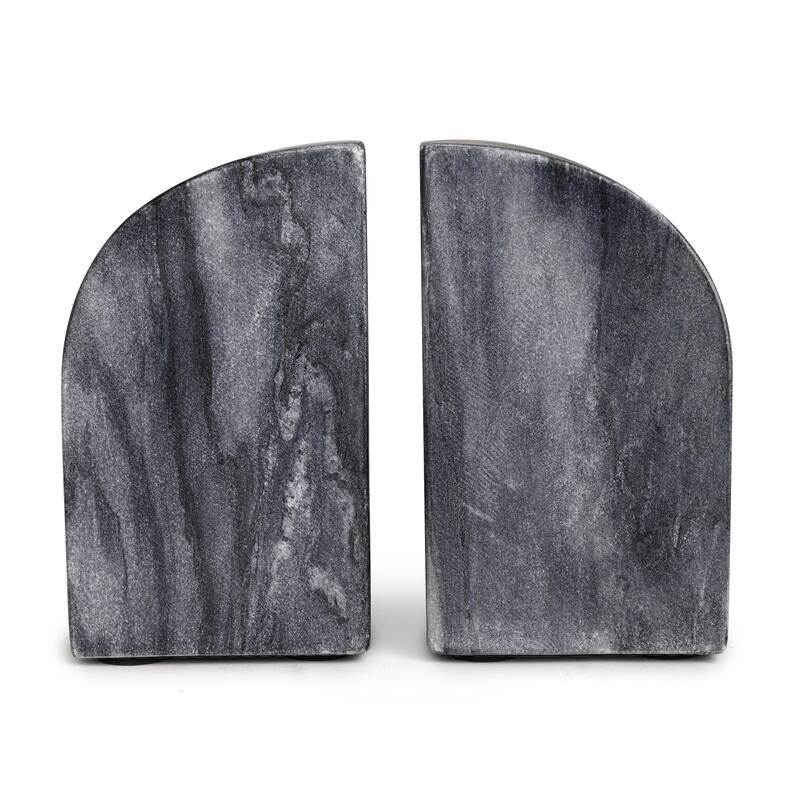 Set of 2 Grey Marble Bookends