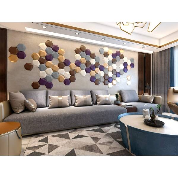 Art3dwallpanels Faux Leather Tiles 3D Wall Panels Hexagonal Mosaic Wall ...