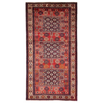 ECARPETGALLERY Hand-knotted Melis Vintage Red Wool Rug - 4'11 x 9'6