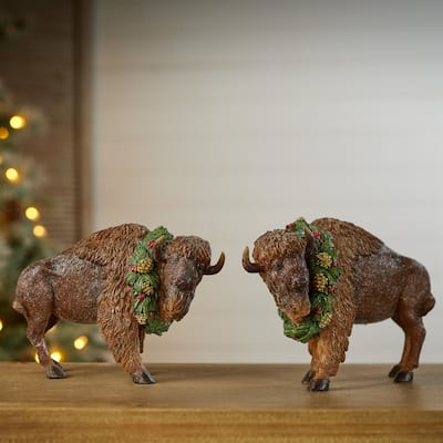 Winter Bison Christmas Figurines - 8.5" - Set of 4