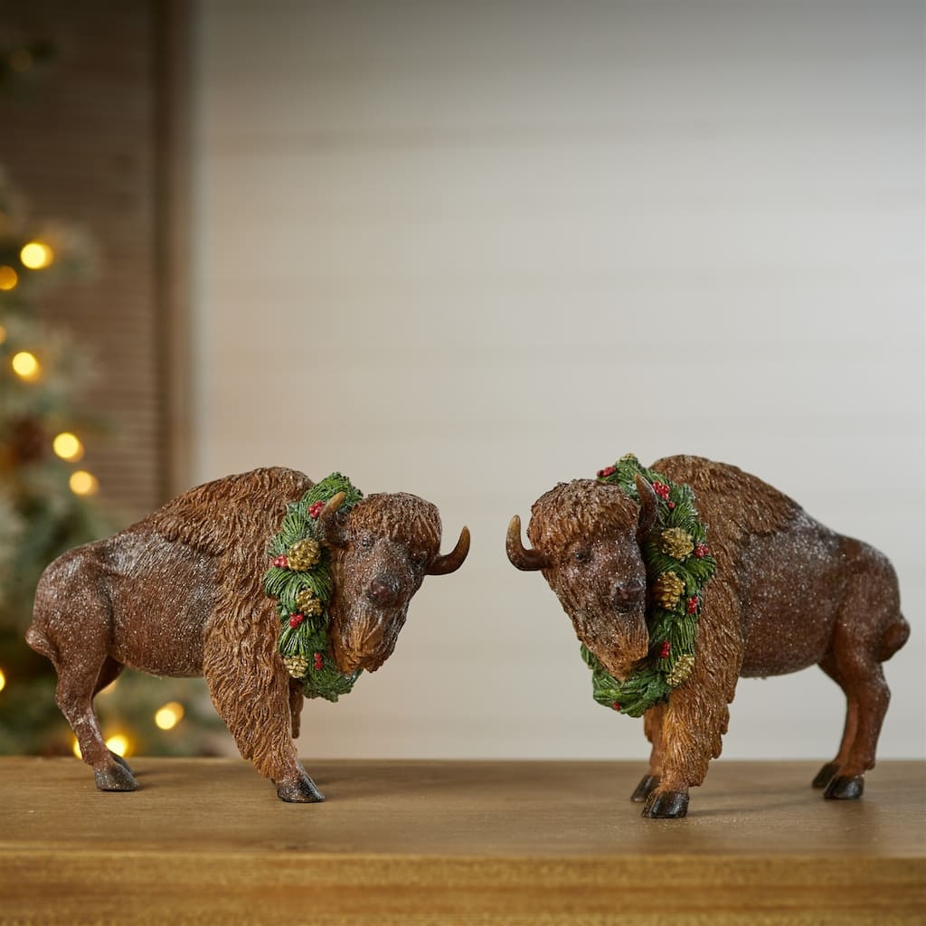 Winter Bison Christmas Figurines - 8.5" - Set of 4