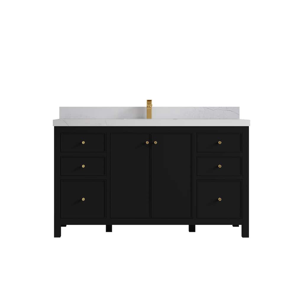 Willow Collections 60 in. W x 22 in. D Chicago Single Bowl Sink Bathroom Vanity with Countertop