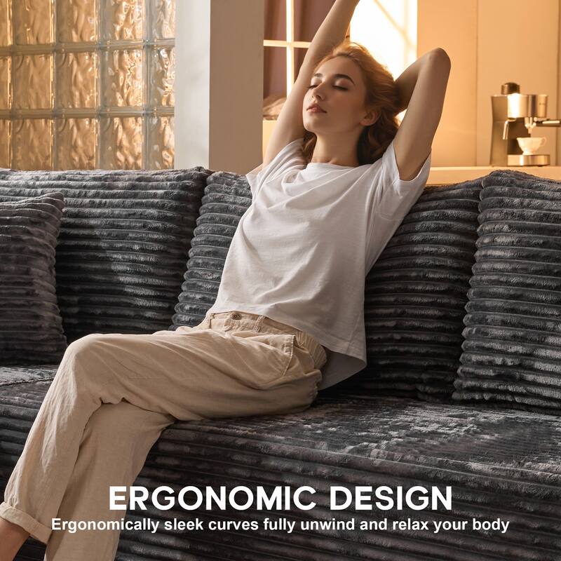 OVIOS All-Foam Plush L-Shaped Sofa​