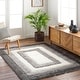 preview thumbnail 1 of 4, Livabliss Bologna Border Stripes Plush Area Rug Grey/Cream - 5' 3" x 7'