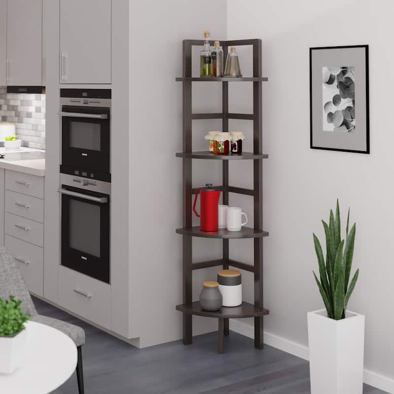 Aiden Corner Baker's Rack, Coffee - 13.86 x 13.86 x 63.58 inches