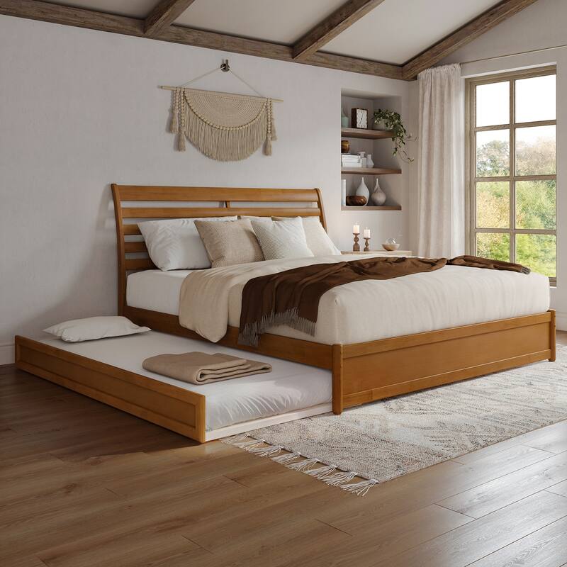 Emelie Platform Bed with Panel Footboard and Twin XL Trundle