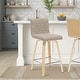 preview thumbnail 19 of 78, Skara Mid-Century Swivel Counter Stool, Upholstered Counter Height Chair with Bentwood Legs Set of 2 - Vintage Taupe Faux Leather & Oak