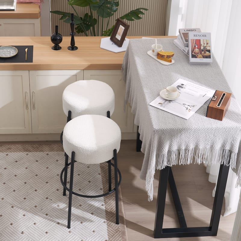 30" Tall, Round High Bar Stools, Set of 2