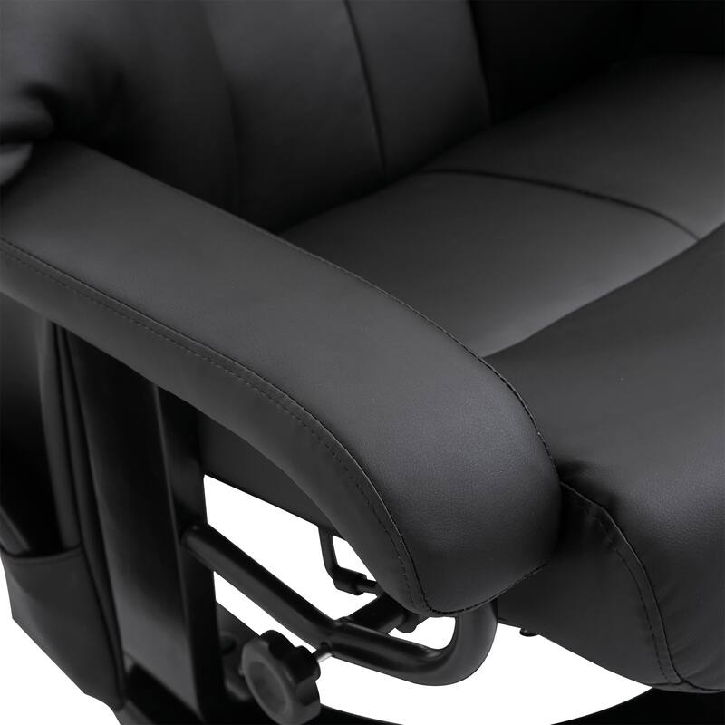 PU Leather Manual Recliner with Ottoman Footrest, Vibration Massage ...