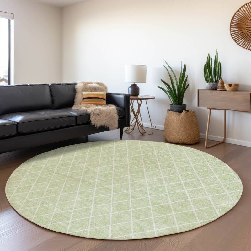 Premium Washable Super Soft Diamond Trellis Mayfield Rug - Mint - 8' x 8'