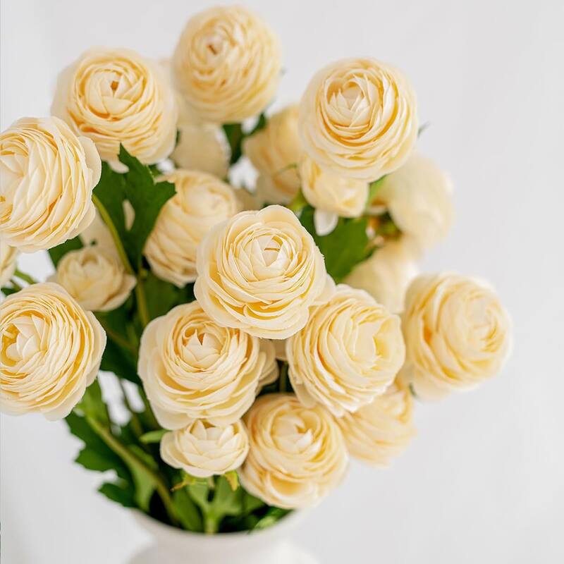 Champagne Silk Decorative Artificial Persian Buttercup Rose Flowers