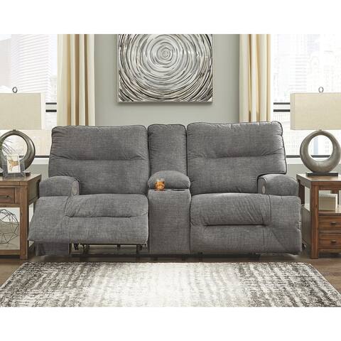 Coombs Contemporary Double Reclining Power Loveseat w/Console, Charcoal