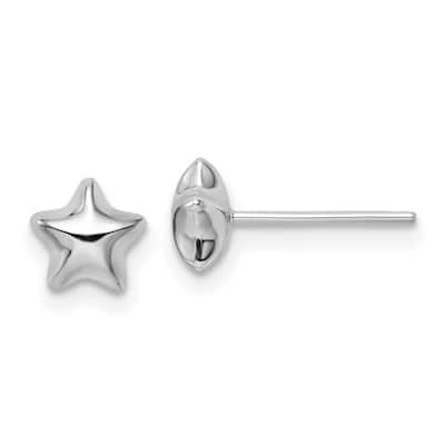 Curata 14k White Gold 6.5mm Polished Small Puffed Star Post Earrings