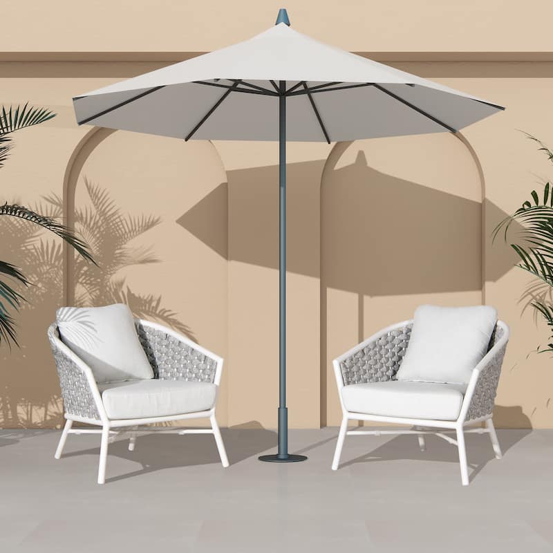 Rowan 30.5" Rope Woven Outdoor Patio Armchair (Set of 2) with Cushions - Optic White Acrylic