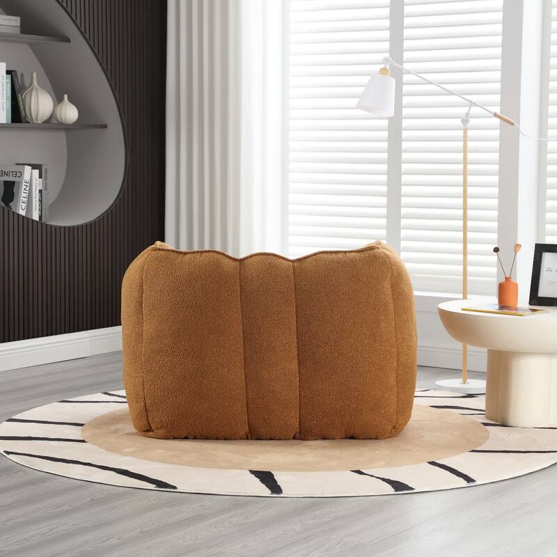 Modern Chenille Bean Bag Chair with Ottoman, Set of 1