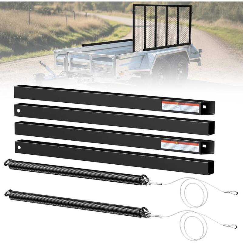 Tailgate Utility Trailer Gate Liftgate Ramp Lift 2 Sided Lift Assist System Fit for Open Utility Trailers Tailgate - Black