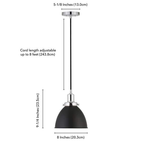 dimension image slide 2 of 12, Madison 8" Wide Pendant with Metal Shade