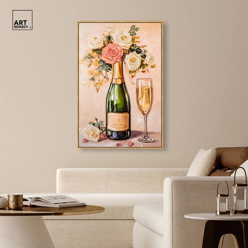 Blooming Champagne Vase Canvas by Art Remedy