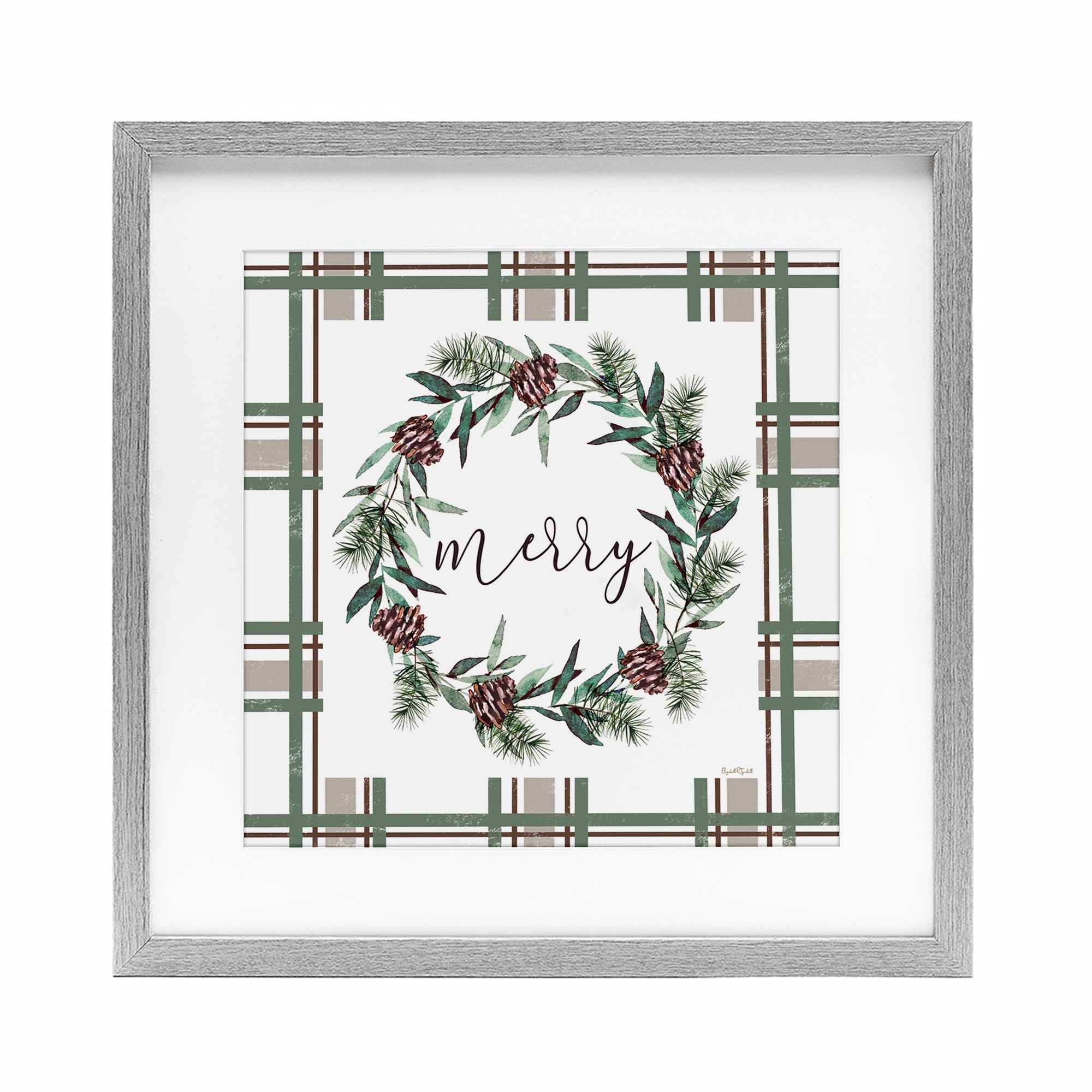 Merry Wreath on Green Plaid Elizabeth Tyndall