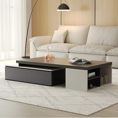 Rectangular Extendable Coffee Table with Drawer Storage