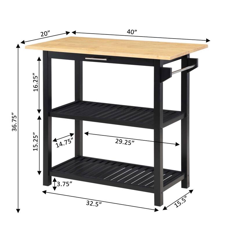 Designs2Go 3 Tier Butcher Block Kitchen Prep Island with Drawer