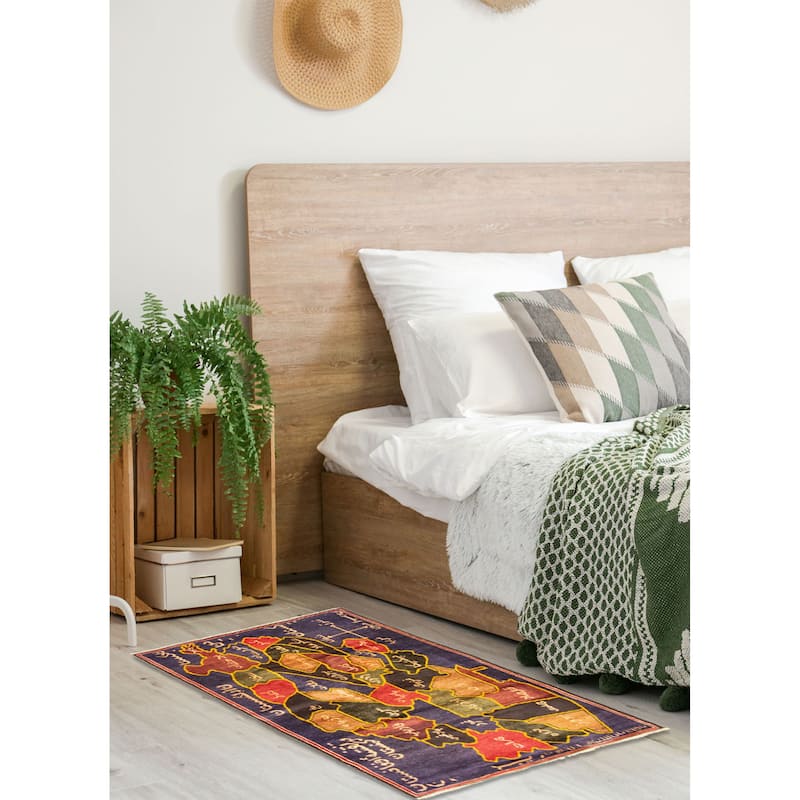 ECARPETGALLERY Hand-knotted Teimani Dark Blue Wool Rug - 3'0 x 4'10