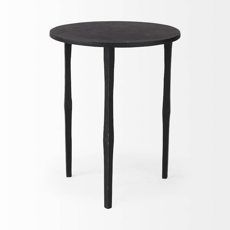 20 Inch Black Round Iron End Table with 3 Leg Base for Living Room - 16" x 16" x 20"